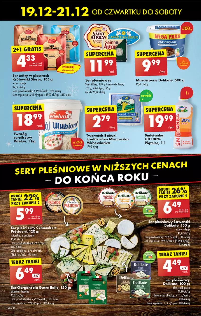 Gazetka promocyjna Biedronka - Od Czwartku - ważna 19.12 do 25.12.2024 - strona 45 - produkty: Babuni, Bell, Gorgonzola, Królewski, Mascarpone, Piątnica, Ser, Ser pleśniowy