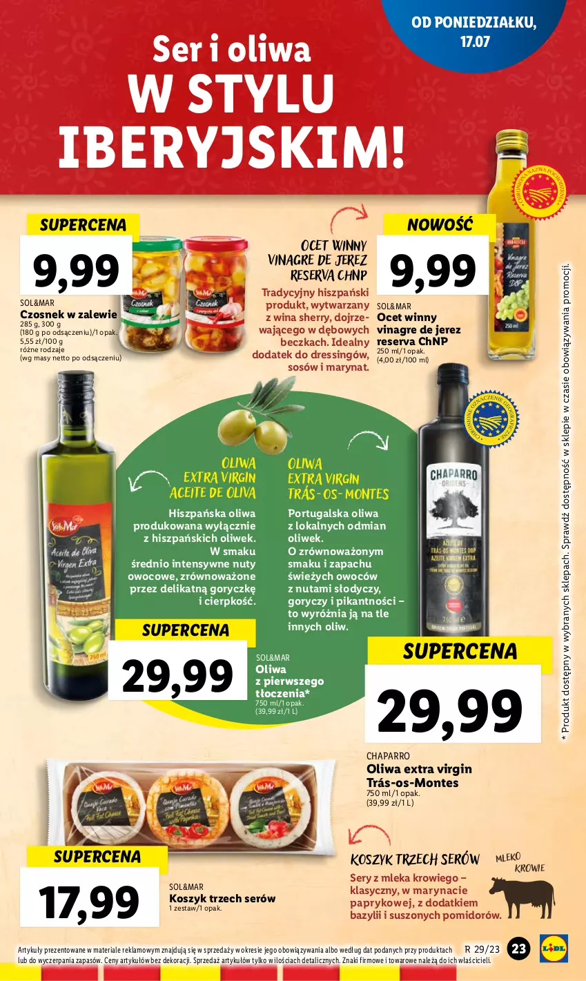 Gazetka promocyjna Lidl - GAZETKA - ważna 17.07 do 22.07.2023 - strona 57 - produkty: Bazyl, Czosnek, Dres, Gin, Kosz, Mleko, Monte, Nuty, Ocet, Oliwa, Por, Ser, Sos