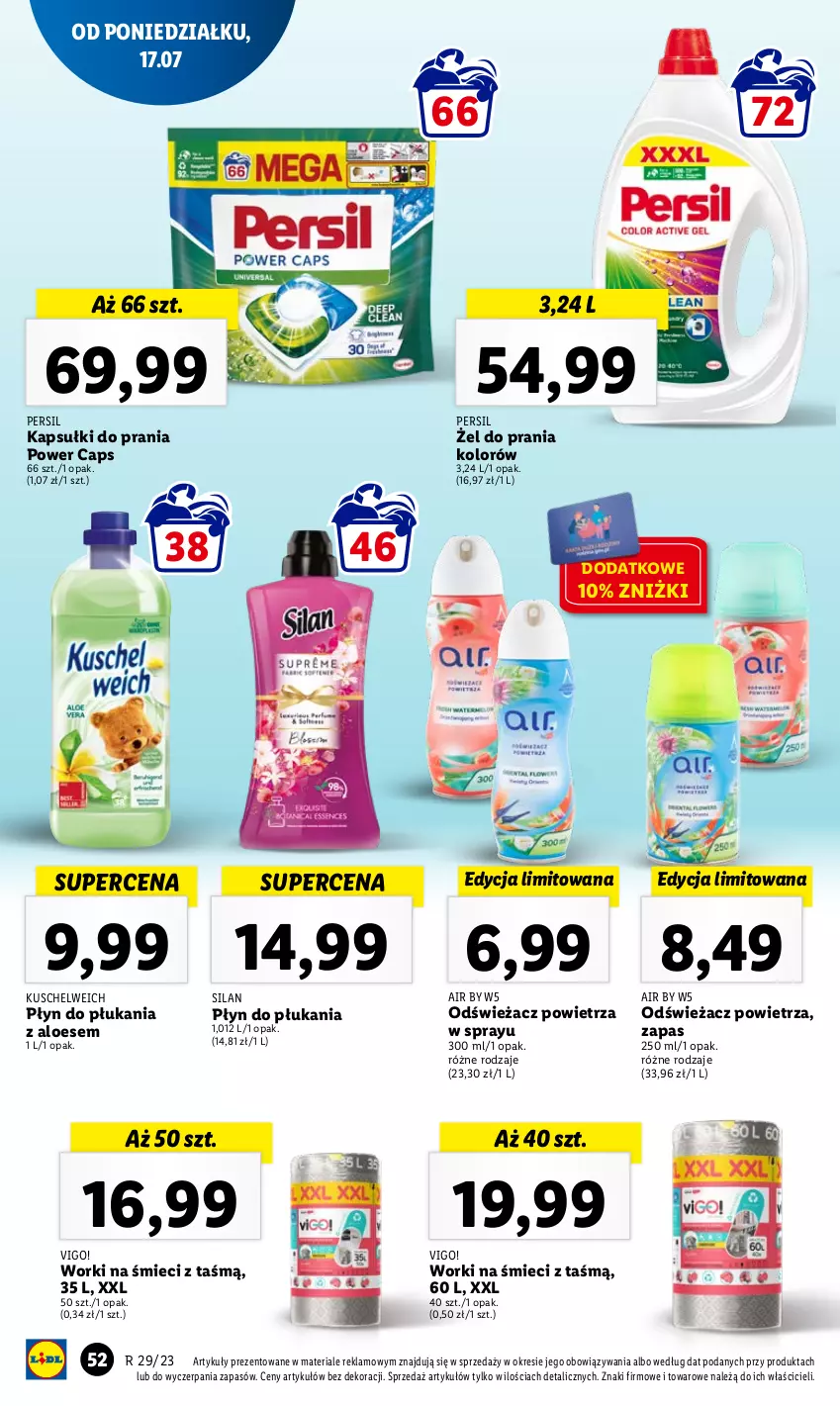 Gazetka promocyjna Lidl - GAZETKA - ważna 17.07 do 22.07.2023 - strona 88 - produkty: Kapsułki do prania, Odświeżacz powietrza, Persil, Płyn do płukania, Silan, Worki na śmiec, Worki na śmieci