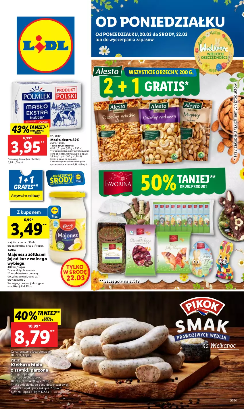 Gazetka promocyjna Lidl - GAZETKA - ważna 20.03 do 22.03.2023 - strona 1 - produkty: Gra, Kiełbasa, Kiełbasa biała, Majonez, Masło, Olej, PIKOK, POLMLEK