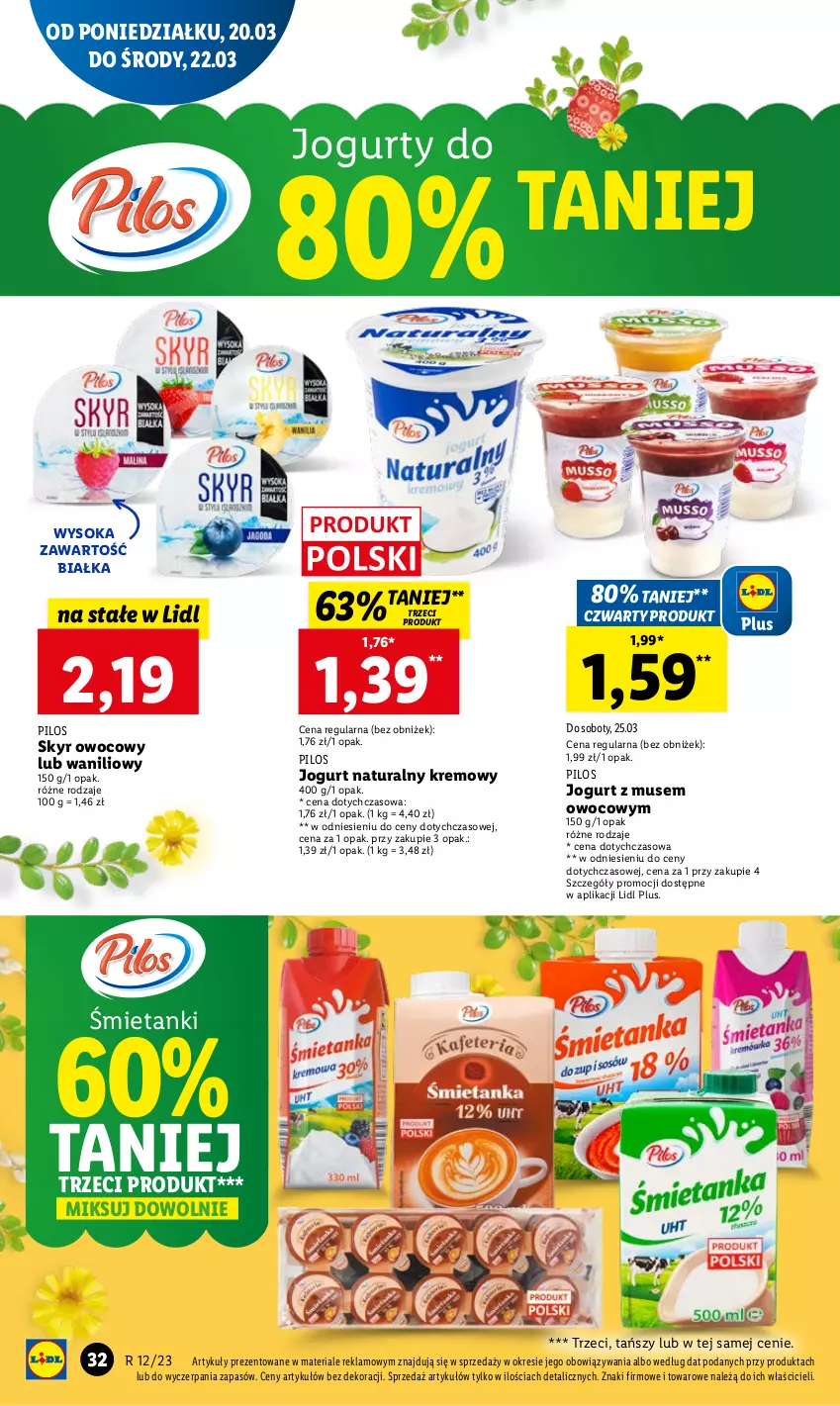 Gazetka promocyjna Lidl - GAZETKA - ważna 20.03 do 22.03.2023 - strona 34 - produkty: Jogurt, Jogurt naturalny, Mus, Pilos, Sok