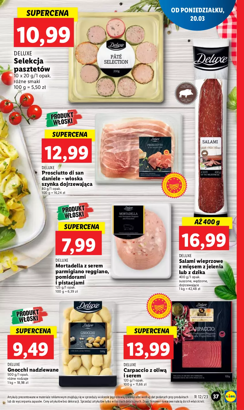 Gazetka promocyjna Lidl - GAZETKA - ważna 20.03 do 22.03.2023 - strona 41 - produkty: Carpaccio, Dell, Gnocchi, Mortadella, Pasztet, Prosciutto, Salami, Ser, Szynka