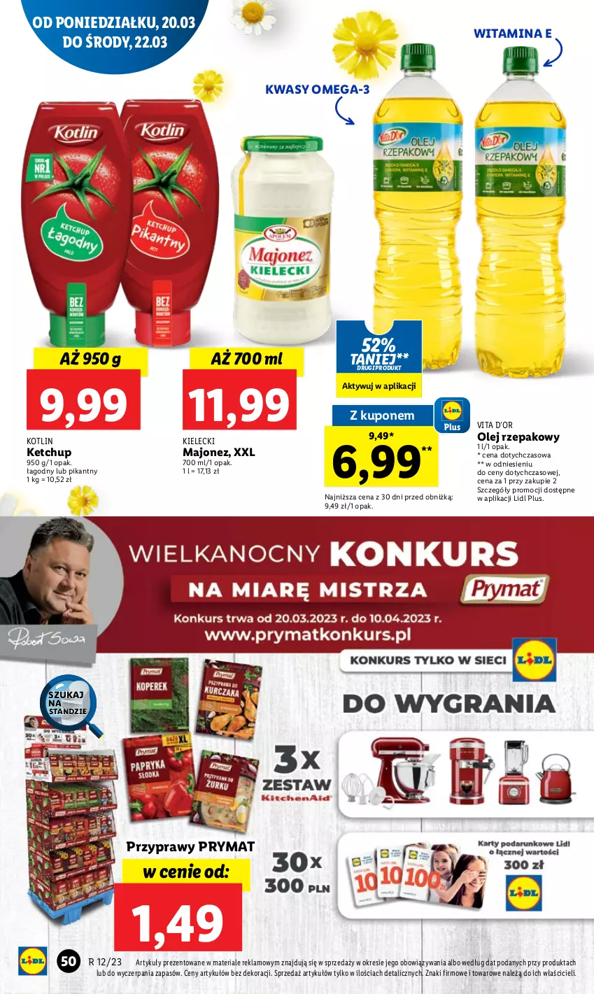 Gazetka promocyjna Lidl - GAZETKA - ważna 20.03 do 22.03.2023 - strona 58 - produkty: Ketchup, Kotlin, Majonez, Olej, Olej rzepakowy, Omega-3, Prymat, Przyprawy