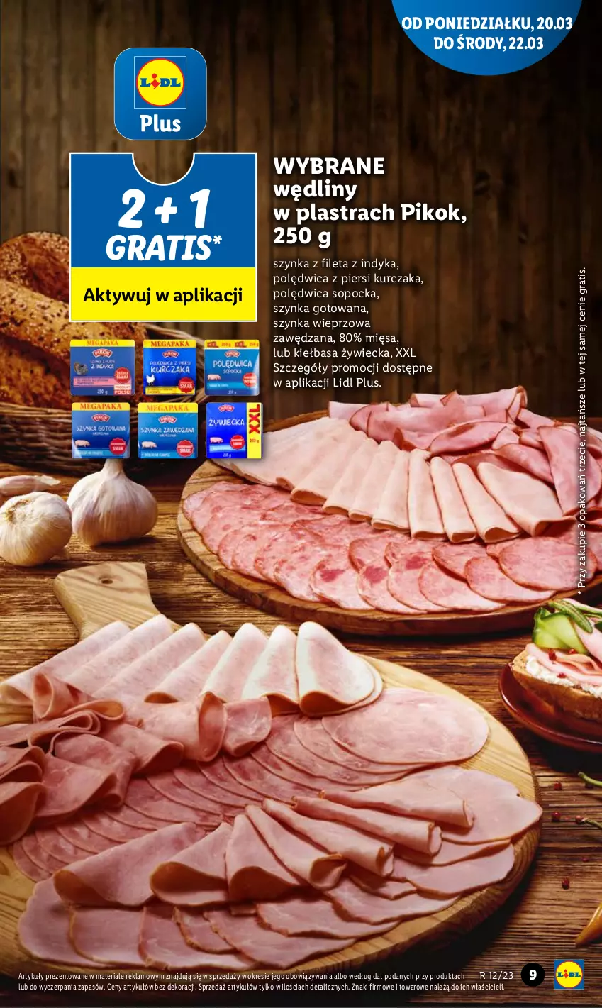 Gazetka promocyjna Lidl - GAZETKA - ważna 20.03 do 22.03.2023 - strona 9 - produkty: Gra, Kiełbasa, Kurczak, PIKOK, Polędwica, Szynka, Szynka wieprzowa