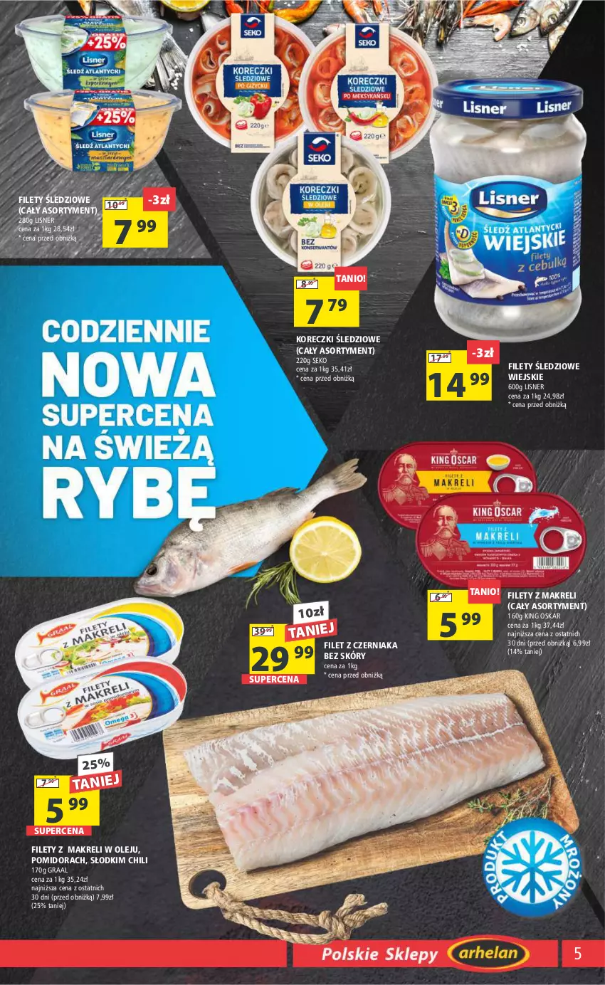 Gazetka promocyjna Arhelan - Gazetka - ważna 09.02 do 18.02.2024 - strona 5 - produkty: Gra, Graal, Koreczki śledziowe, Lisner, Olej, SEKO