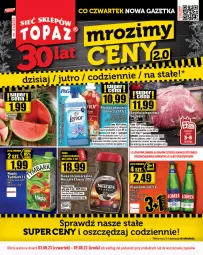 Gazetka promocyjna Topaz - Gazetka - Gazetka - ważna od 09.08 do 09.08.2023 - strona 1 - produkty: Piwa, Ser, Por, Pur, Gra, Szynka wieprzowa, Szynka, Płyn do płukania, Waga, Lenor