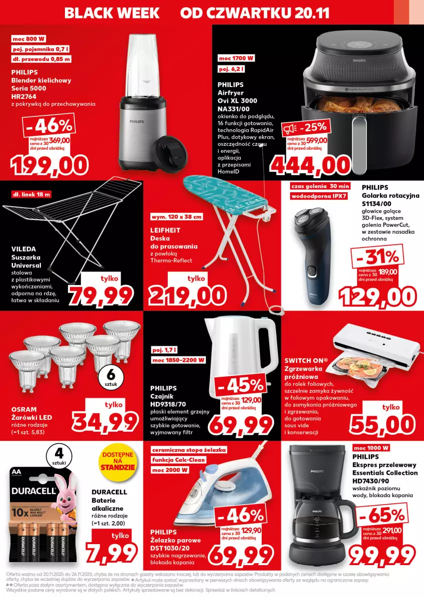 Gazetka promocyjna Kaufland - Kaufland - ważna 20.11 do 26.11.2025 - strona 11 - produkty: Czajnik, Duracell, Ekspres przelewowy, Golarka, Philips, Suszarka