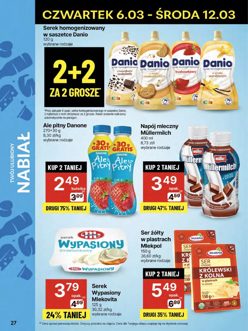 Gazetka promocyjna Delikatesy Centrum - NOWA GAZETKA Delikatesy Centrum od 6 marca! 6-12.03.2025 - ważna 06.03 do 12.03.2025 - strona 27 - produkty: Danio, Danone, Kawa, Królewski, Mleko, Mlekovita, Napój, Napój mleczny, Ser, Serek, Serek homogenizowany