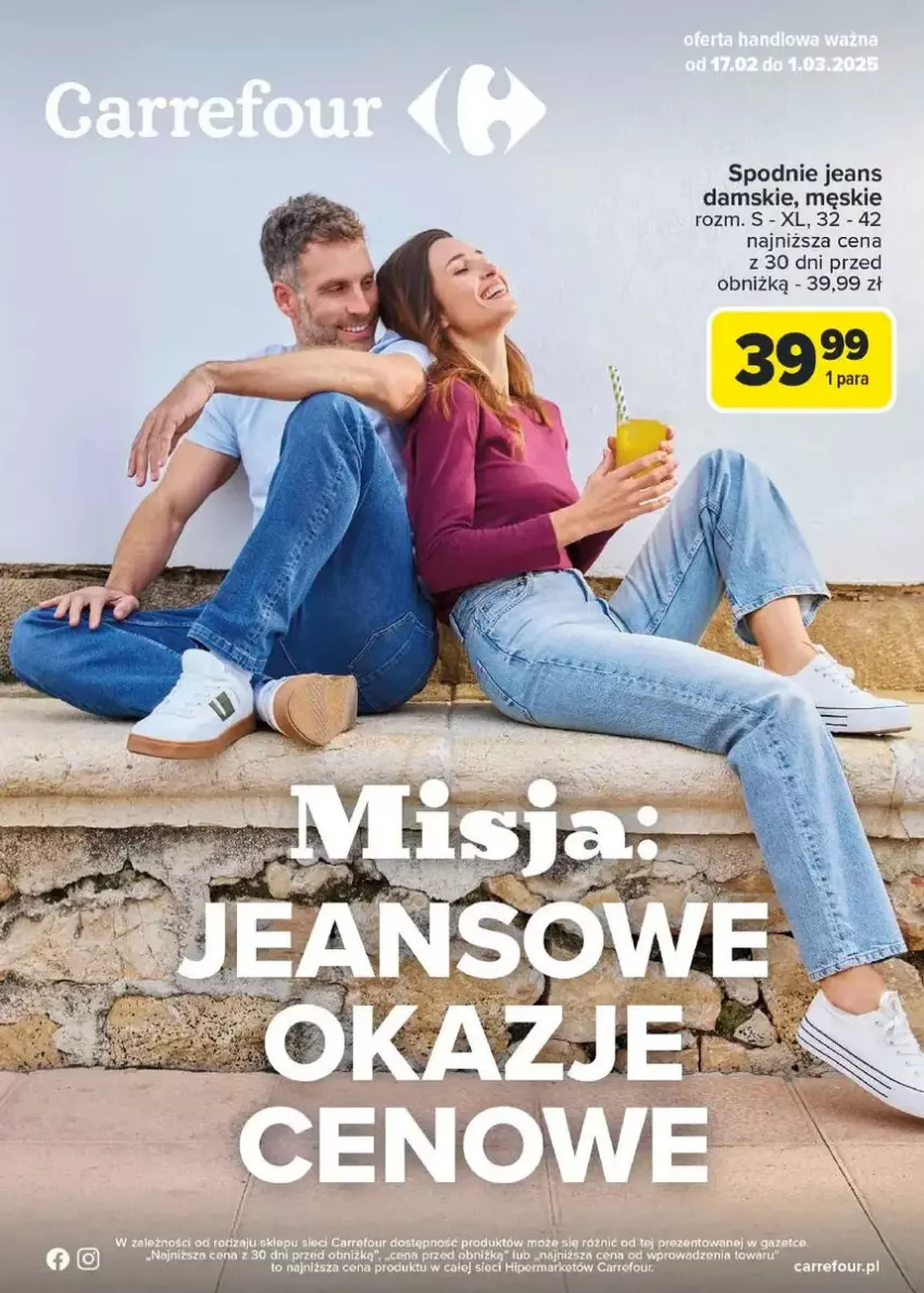 Gazetka promocyjna Carrefour - ważna 17.02 do 01.03.2025 - strona 1 - produkty: Spodnie, Spodnie jeans