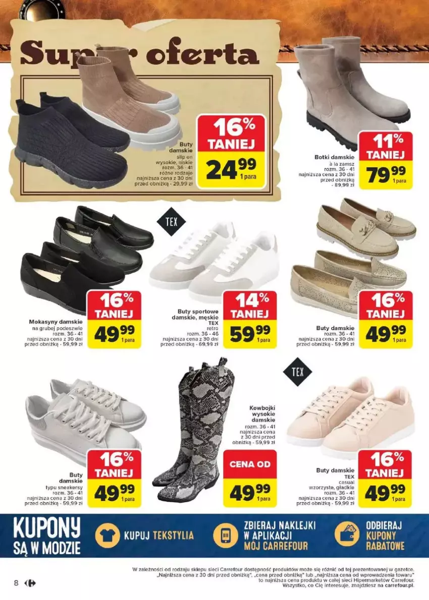 Gazetka promocyjna Carrefour - ważna 17.02 do 01.03.2025 - strona 21 - produkty: Botki, Buty, Mokasyny, Por, Sneakersy, Sok, Sport