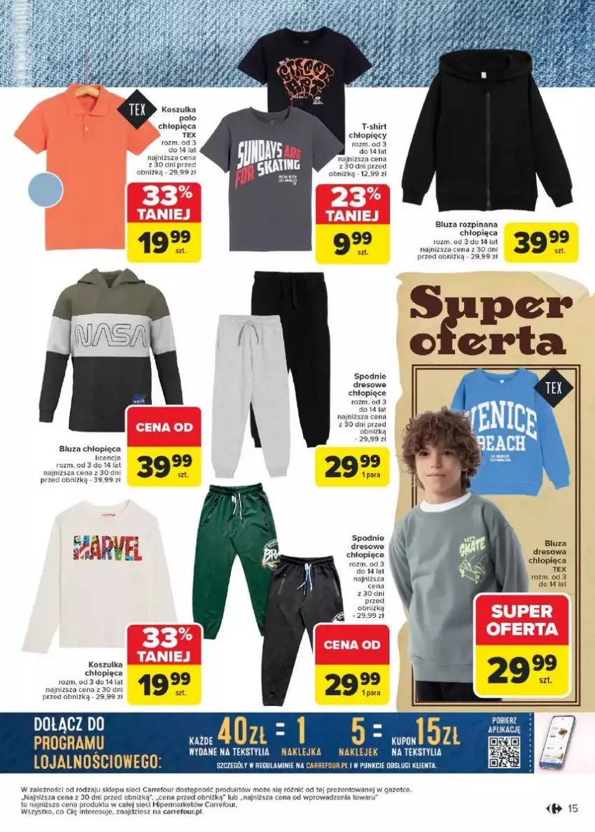 Gazetka promocyjna Carrefour - ważna 17.02 do 01.03.2025 - strona 7 - produkty: Bluza, Dres, Fa, Klej, Kosz, Koszulka, Spodnie, Spodnie dresowe