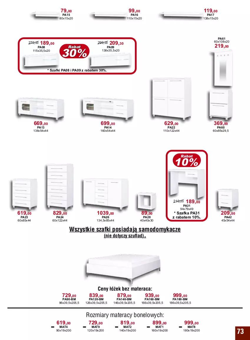 Gazetka promocyjna Bodzio - ważna 01.10 do 31.12.2022 - strona 73 - produkty: Materac, Szafka, Tera