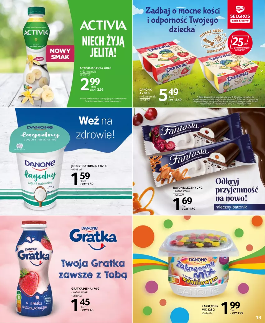 Gazetka promocyjna Selgros - Oferta spożywcza - ważna 22.09 do 05.10.2022 - strona 13 - produkty: Activia, Baton, Danonki, Gra, Jogurt, Jogurt naturalny