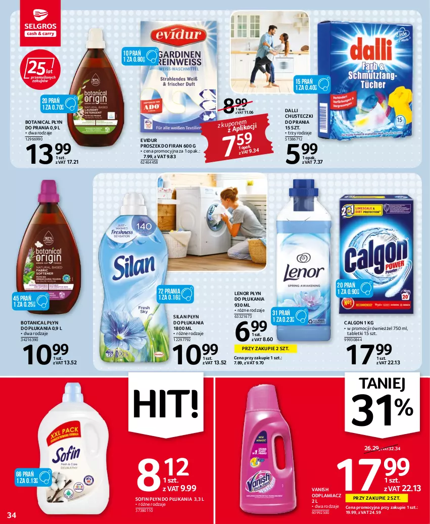 Gazetka promocyjna Selgros - Oferta spożywcza - ważna 22.09 do 05.10.2022 - strona 34 - produkty: Calgon, Chusteczki, Chusteczki do prania, Lenor, LG, Odplamiacz, Płyn do płukania, Płyn do prania, Silan, Tablet, Vanish