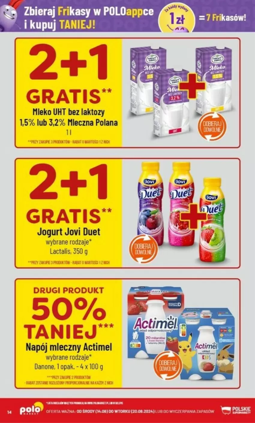 Gazetka promocyjna PoloMarket - ważna 14.08 do 20.08.2024 - strona 6 - produkty: Actimel, Danone, Jogurt, LANA, Mleko, Napój, Napój mleczny