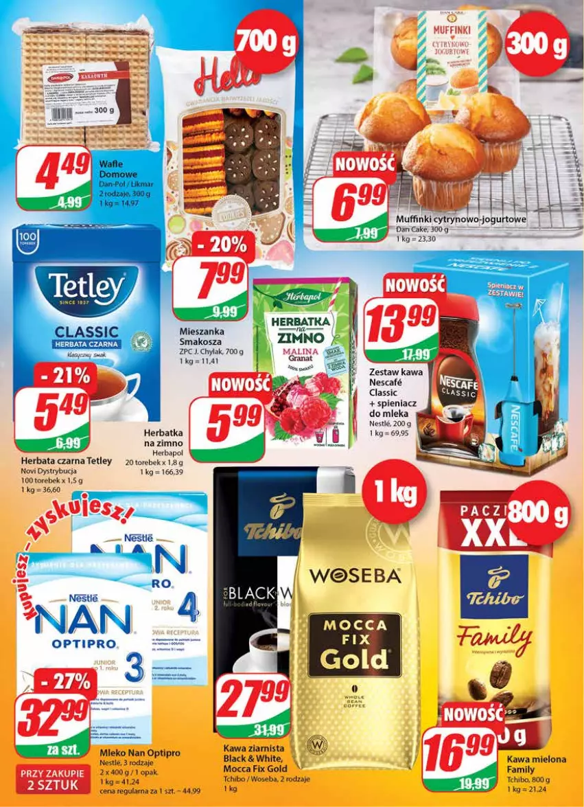 Gazetka promocyjna Dino - Gazetka - ważna 14.07 do 20.07.2021 - strona 4 - produkty: Dan Cake, Fa, Gra, Granat, Herbapol, Herbata, Herbata czarna, Jogurt, Kawa, Kawa mielona, Kosz, Lack, Mocca Fix Gold, Muffinki, Tchibo, Tetley, Woseba