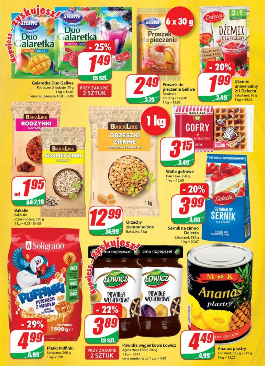 Gazetka promocyjna Dino - Gazetka - ważna 14.07 do 20.07.2021 - strona 5 - produkty: Ananas, Bakalland, Dan Cake, Delecta, Dżem, Gala, Galaretka, Gra, Piec, Puf, Ser, Soligrano, Wafle