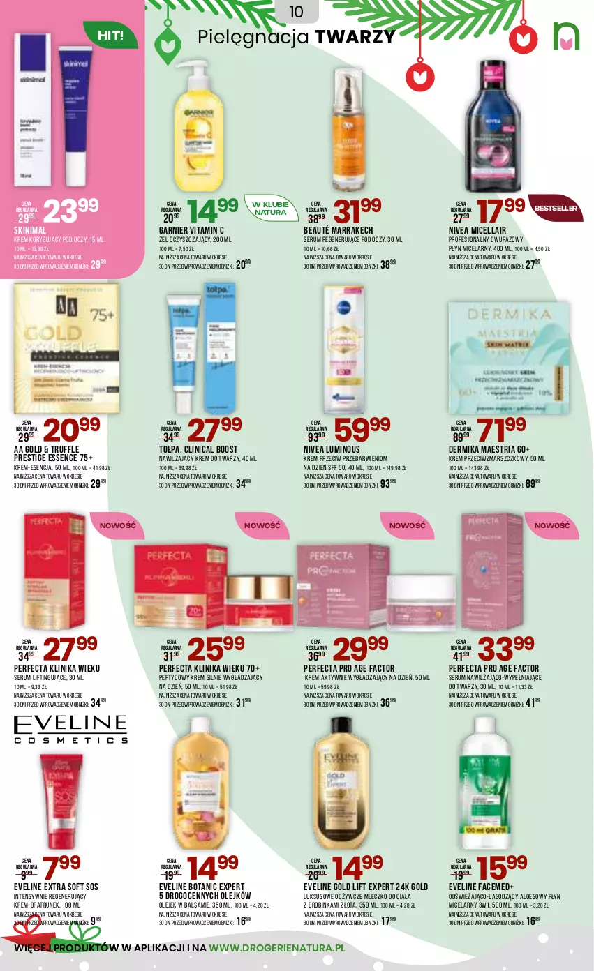 Gazetka promocyjna Drogerie Natura - Gazetka Drogerie Natura - ważna 27.11 do 09.12.2025 - strona 10 - produkty: Clin, Dermika, Eveline, Fa, Garnier, Inka, Krem do twarzy, Krem przeciwzmarszczkowy, Mars, Mleczko, Mleczko do ciała, Nivea, Olej, Perfecta, Płyn micelarny, Rum, Ser, Serum, Sos, Tołpa