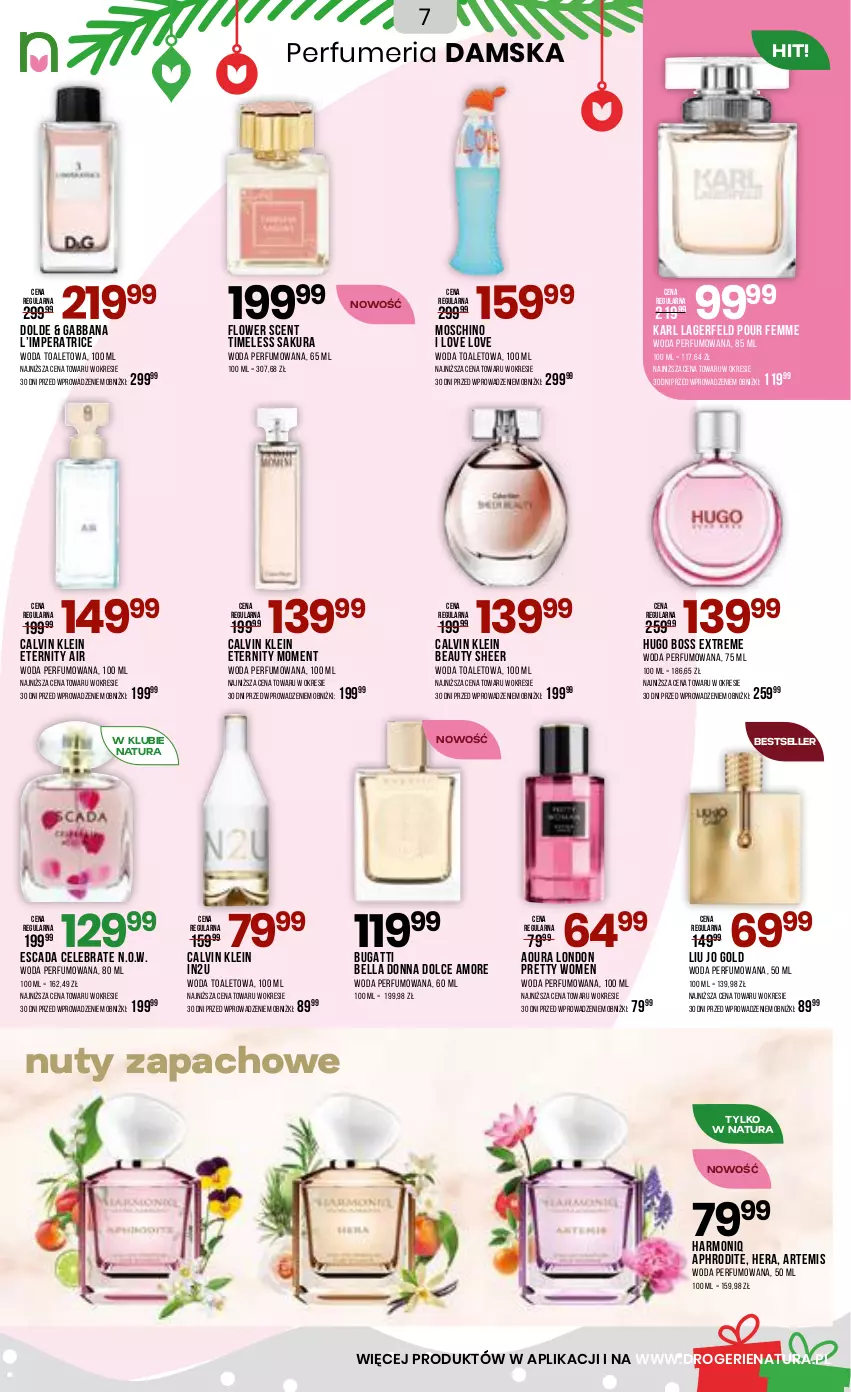 Gazetka promocyjna Drogerie Natura - Gazetka Drogerie Natura - ważna 27.11 do 09.12.2025 - strona 7 - produkty: Bell, Bella, Calvin Klein, Escada, Hugo Boss, Karl Lagerfeld, Moschino, Nuty, Perfum, Woda, Woda perfumowana, Woda toaletowa