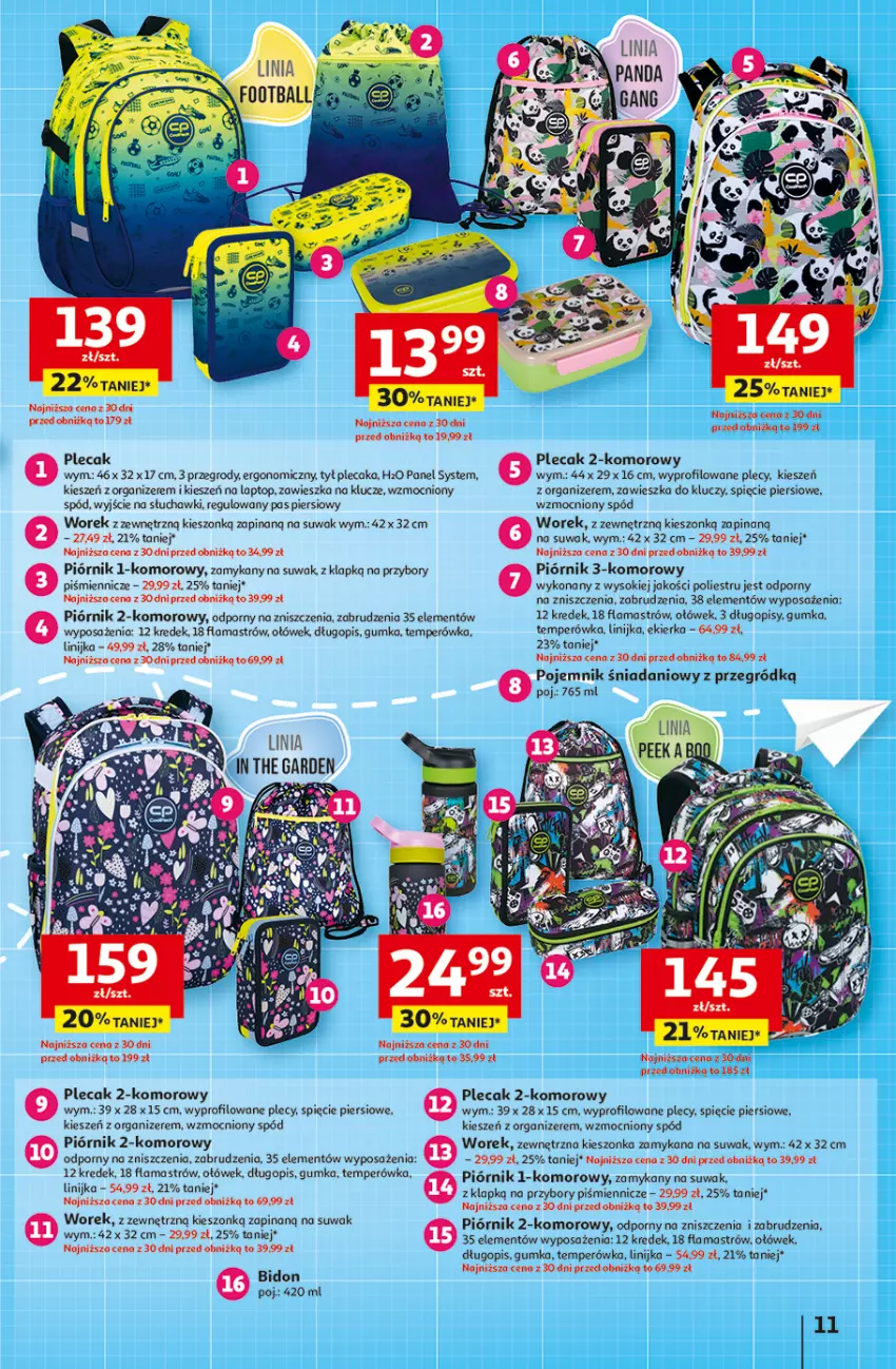 Gazetka promocyjna Auchan - Pewność niskich cen Hipermarket - ważna 07.08 do 13.08.2025 - strona 11 - produkty: Danio, Długopis, Organizer, Piórnik, Plecak, Pojemnik, Por, Słuchawki, Sok, Tera, Top