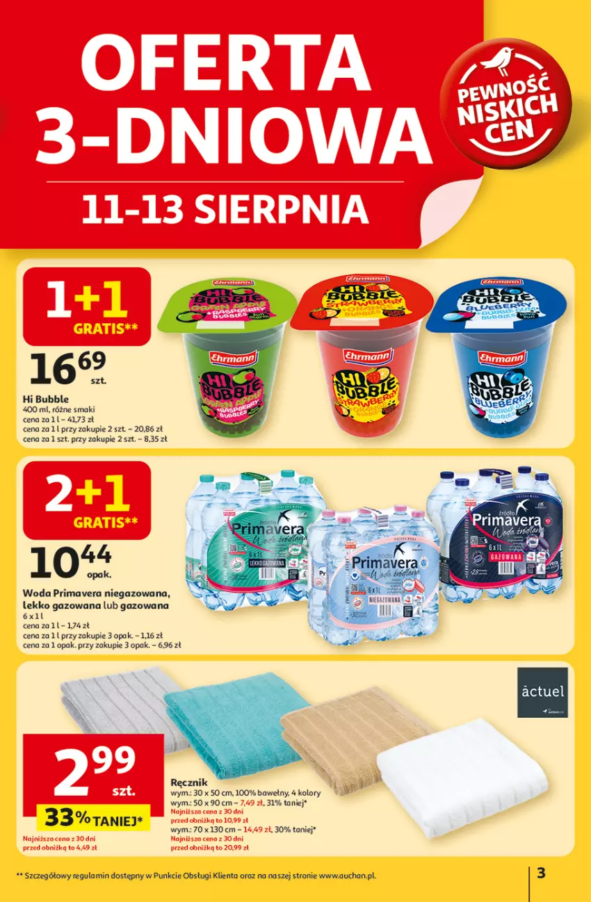 Gazetka promocyjna Auchan - Pewność niskich cen Hipermarket - ważna 07.08 do 13.08.2025 - strona 3 - produkty: Fa, Prima, Primavera, Ręcznik, Woda