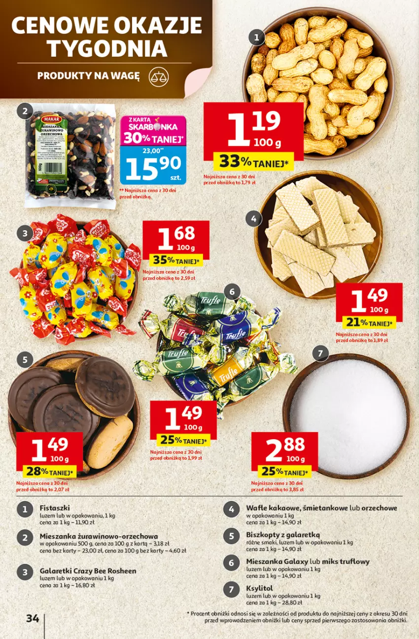 Gazetka promocyjna Auchan - Pewność niskich cen Hipermarket - ważna 07.08 do 13.08.2025 - strona 34 - produkty: Biszkopty, Fa, Gala, Galaretki, Kakao, Ksylitol, Oshee, Wafle, Wino