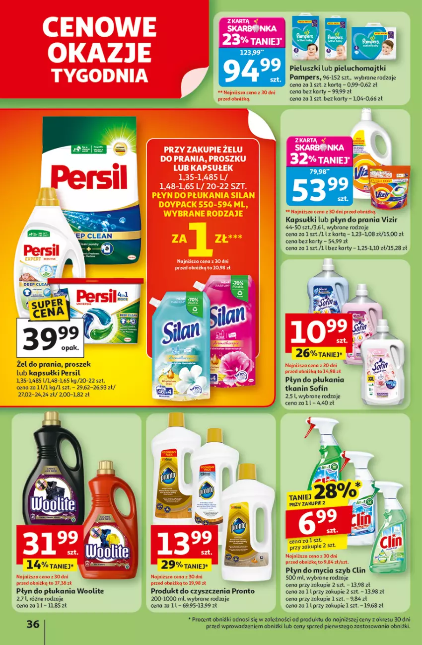 Gazetka promocyjna Auchan - Pewność niskich cen Hipermarket - ważna 07.08 do 13.08.2025 - strona 36 - produkty: Clin, Majtki, Pampers, Persil, Pieluchomajtki, Płyn do mycia, Płyn do płukania, Płyn do prania, Pronto, Vizir, Woolite