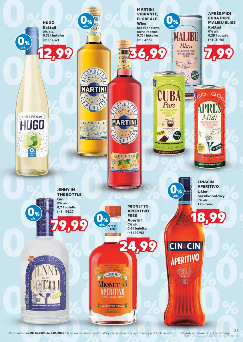 Gazetka promocyjna Kaufland - Barek Kauflandu - ważna 20.03 do 02.04.2025 - strona 21 - produkty: Gin, Likier, Malibu, Martini, Mionetto, Pur, Wino