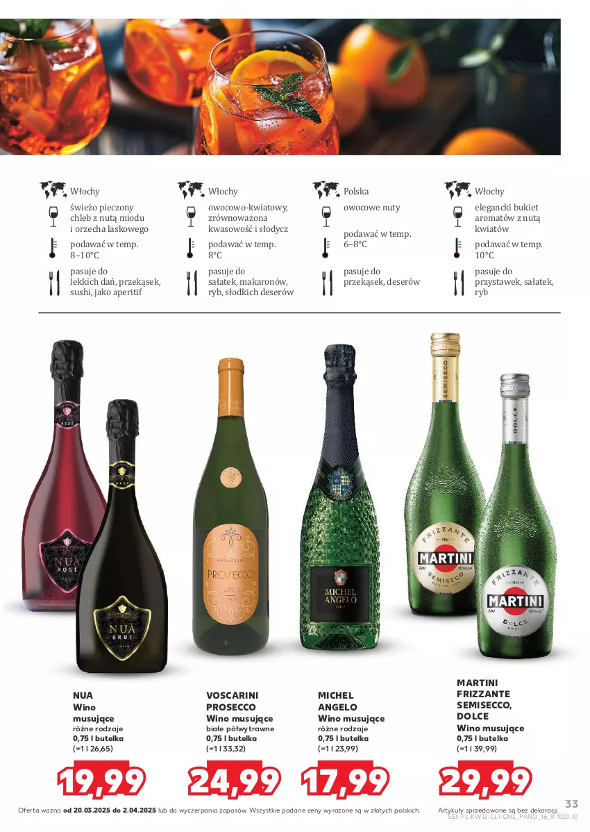 Gazetka promocyjna Kaufland - Barek Kauflandu - ważna 20.03 do 02.04.2025 - strona 33 - produkty: Bukiet, Chleb, Deser, Makaron, Martini, Mus, Nuty, Piec, Prosecco, Sałat, Ser, Sushi, Wino, Wino musujące