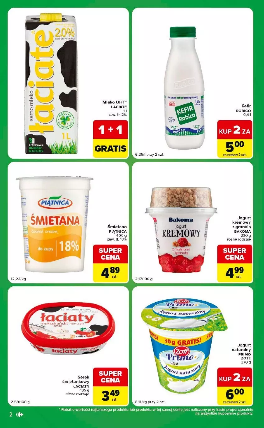Gazetka promocyjna Carrefour - Gazetka Express w SUMIE ekspresowe zakupy - ważna 23.06 do 29.06.2026 - strona 2 - produkty: Bakoma, BIC, Gra, Jogurt, Mleko, Piątnica, Por, Robico, Ser, Serek, Zott