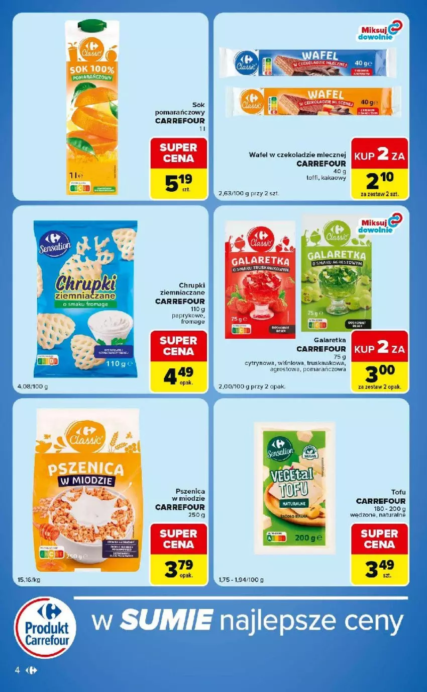 Gazetka promocyjna Carrefour - Gazetka Express w SUMIE ekspresowe zakupy - ważna 23.06 do 29.06.2026 - strona 4 - produkty: Chrupki, Fa, Gala, Gres, Kakao, Sok, Sok pomarańczowy, Tofu