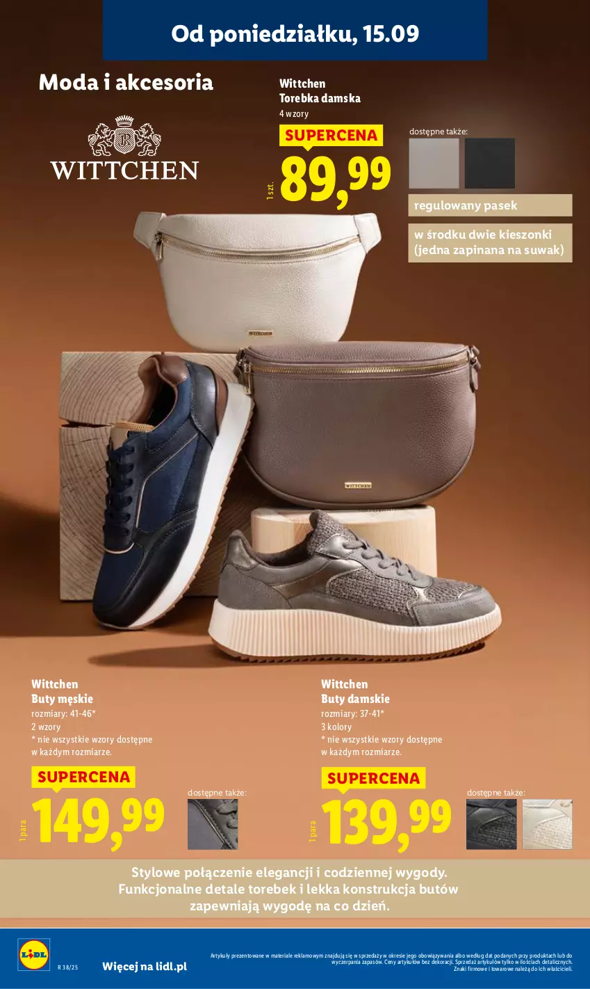 Gazetka promocyjna Lidl - GAZETKA - ważna 15.09 do 17.09.2025 - strona 12 - produkty: Buty, Moda, Pasek, Torebka, Wittchen