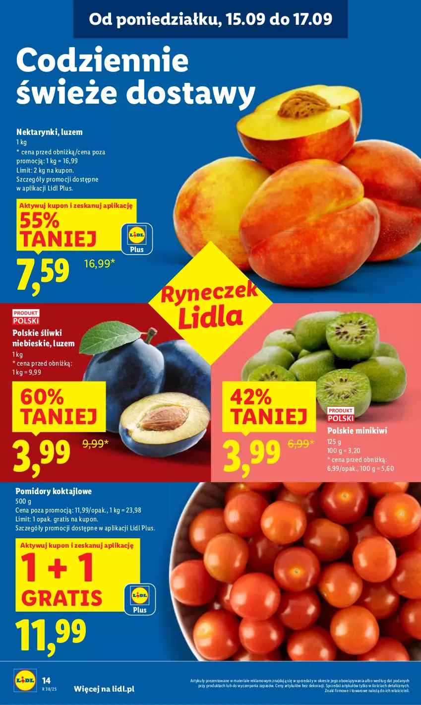 Gazetka promocyjna Lidl - GAZETKA - ważna 15.09 do 17.09.2025 - strona 16 - produkty: Gra, Kiwi, Minikiwi, Nektar, Pomidory