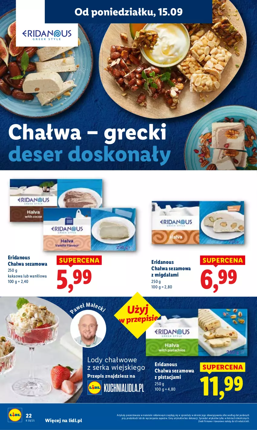 Gazetka promocyjna Lidl - GAZETKA - ważna 15.09 do 17.09.2025 - strona 24 - produkty: Chałwa, Kakao, Lody, Ser, Sezam