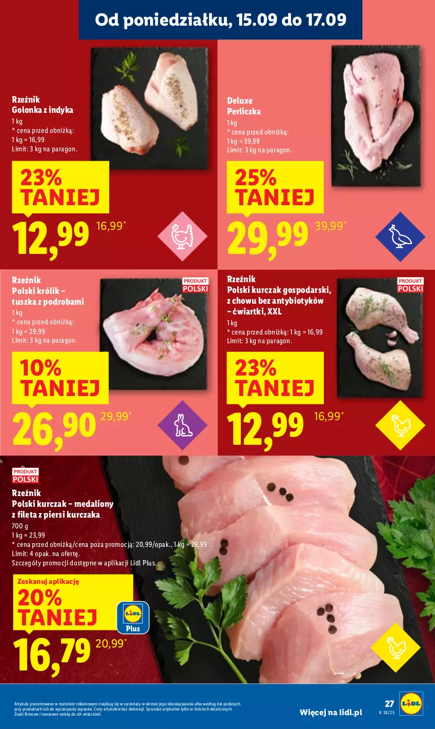 Gazetka promocyjna Lidl - GAZETKA - ważna 15.09 do 17.09.2025 - strona 29 - produkty: Golonka z indyka, Królik, Kurczak, Lion, Perliczka, Tusz