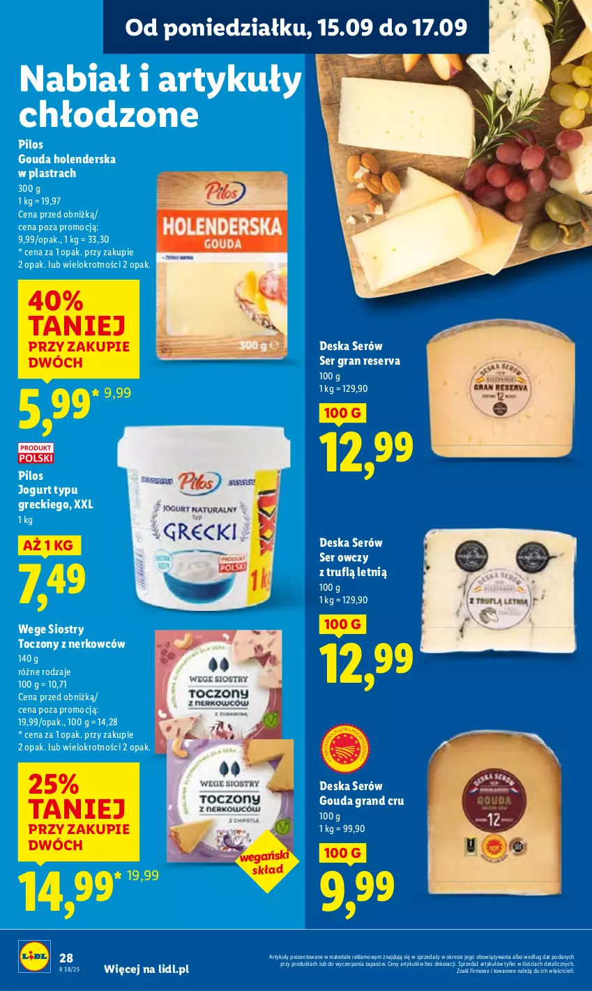 Gazetka promocyjna Lidl - GAZETKA - ważna 15.09 do 17.09.2025 - strona 30 - produkty: Deska serów, Gouda, Gra, Jogurt, Pilos, Ser, Ser owczy