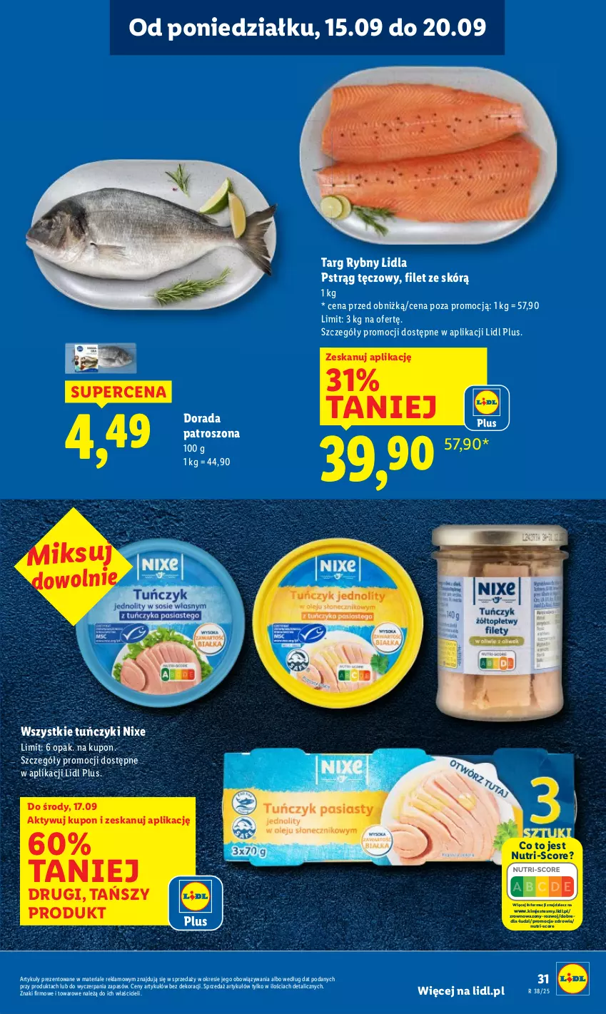 Gazetka promocyjna Lidl - GAZETKA - ważna 15.09 do 17.09.2025 - strona 33 - produkty: Pstrąg, Pstrąg tęczowy, Tuńczyk, Wazon