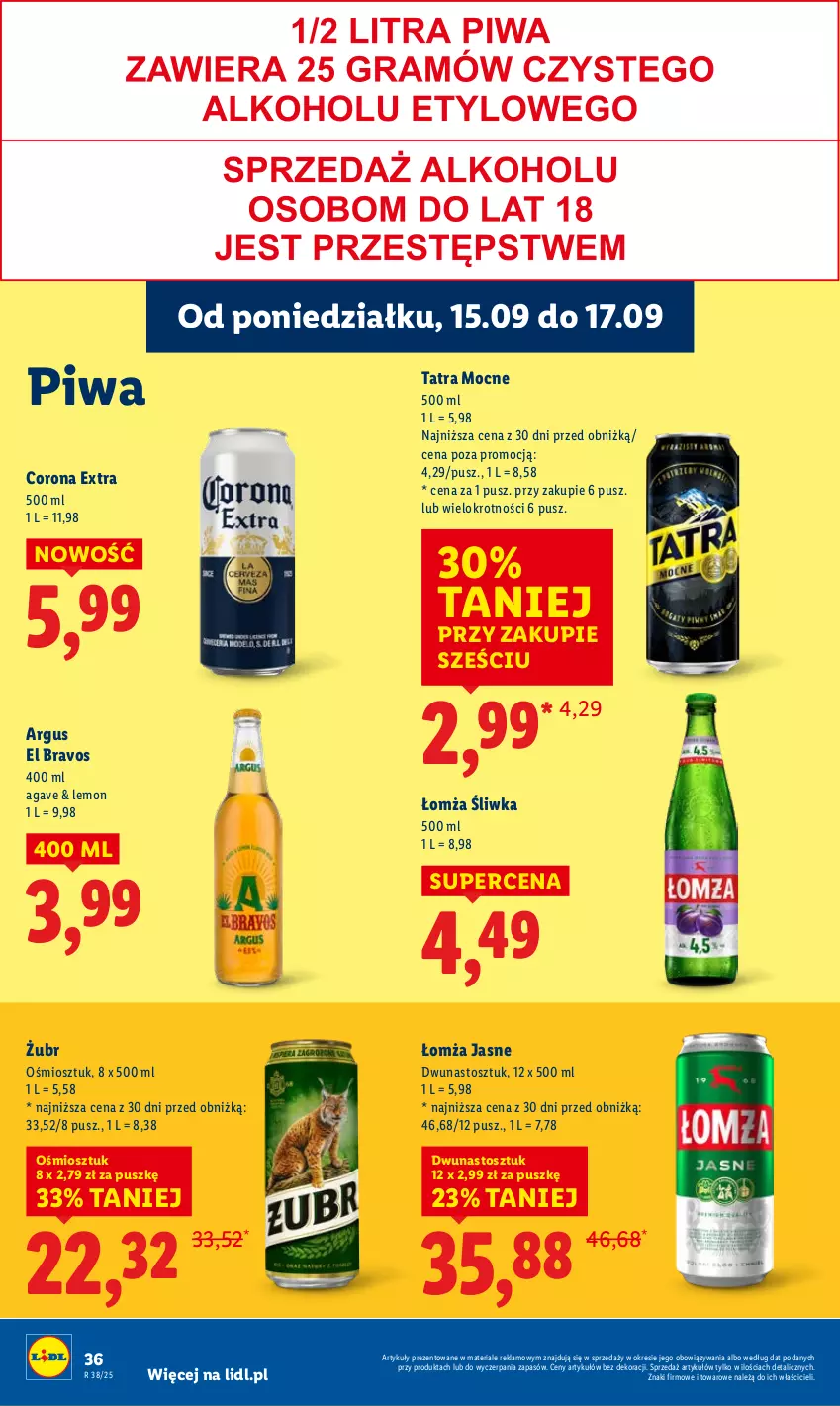 Gazetka promocyjna Lidl - GAZETKA - ważna 15.09 do 17.09.2025 - strona 42 - produkty: Corona Extra, Piwa, Tatra