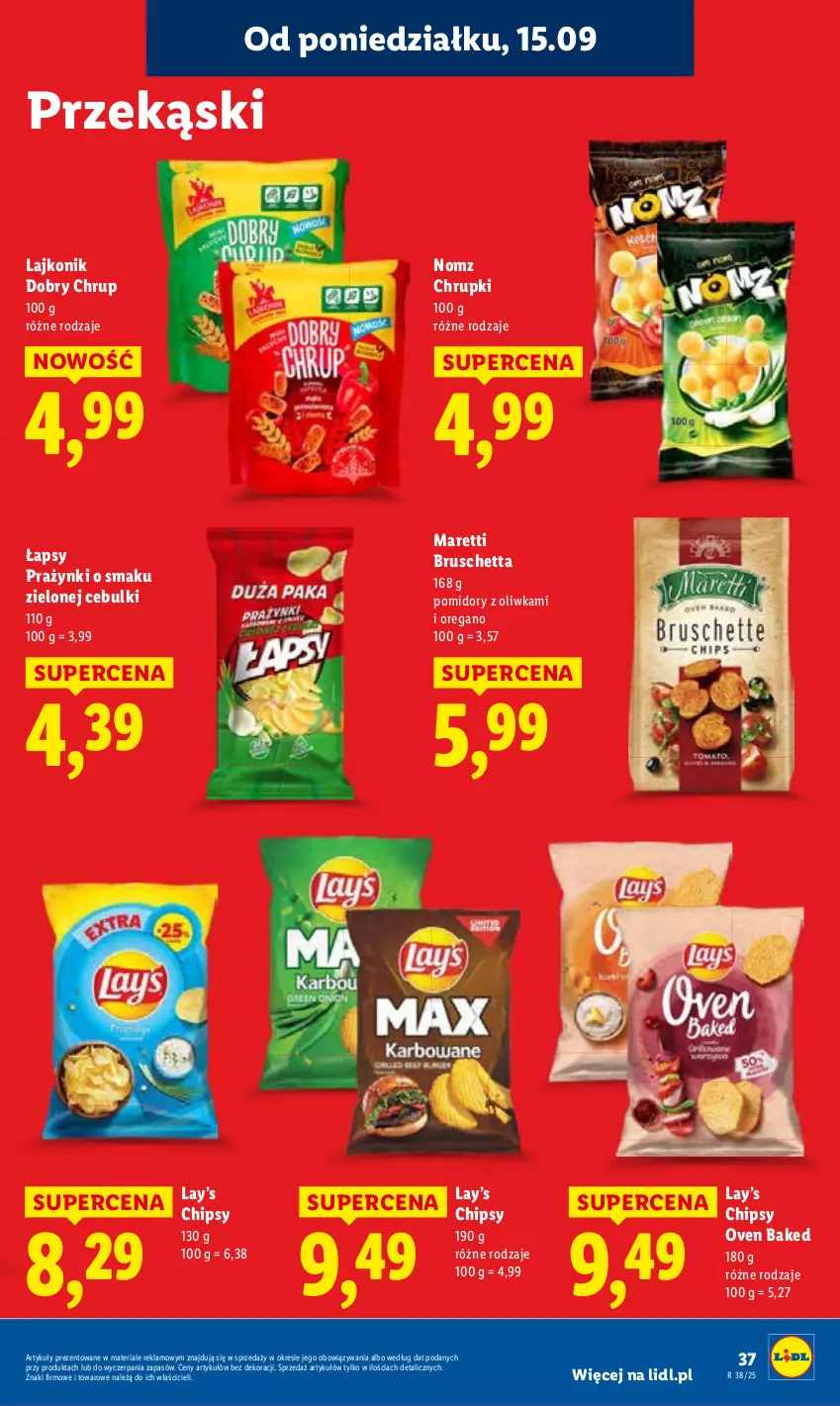 Gazetka promocyjna Lidl - GAZETKA - ważna 15.09 do 17.09.2025 - strona 43 - produkty: Chipsy, Chrupki, Lajkonik, Lay’s, Pomidory