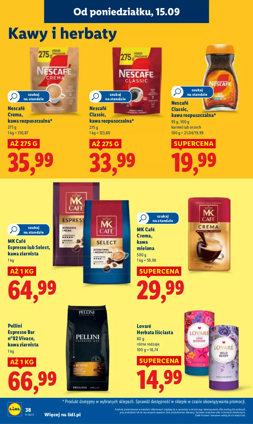 Gazetka promocyjna Lidl - GAZETKA - ważna 15.09 do 17.09.2025 - strona 44 - produkty: Herbata, Kawa, Kawa mielona, Kawa rozpuszczalna, Kawa ziarnista, Nescafé