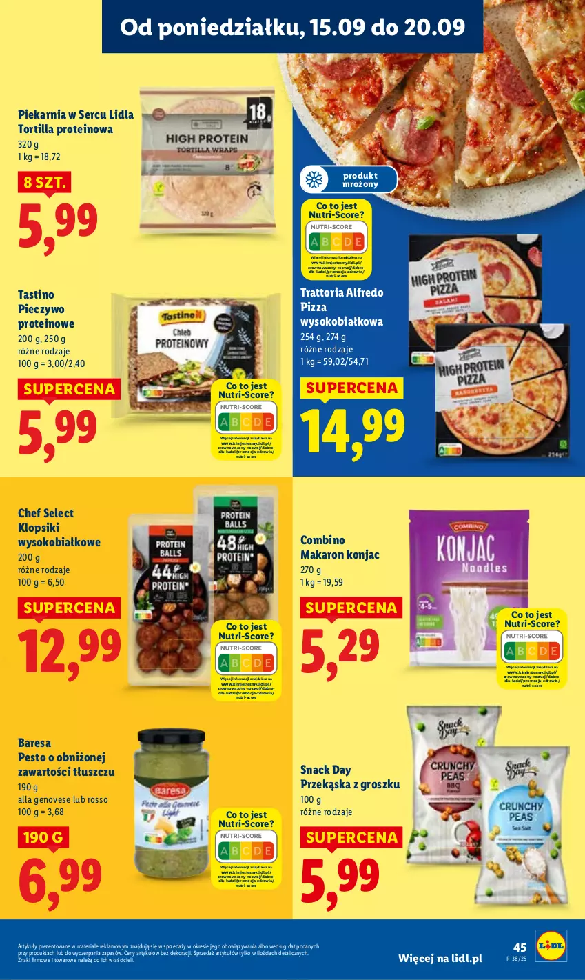 Gazetka promocyjna Lidl - GAZETKA - ważna 15.09 do 17.09.2025 - strona 51 - produkty: Klopsiki, Makaron, Pesto, Piec, Pieczywo, Pizza, Ser, Sok, Tortilla, Wazon