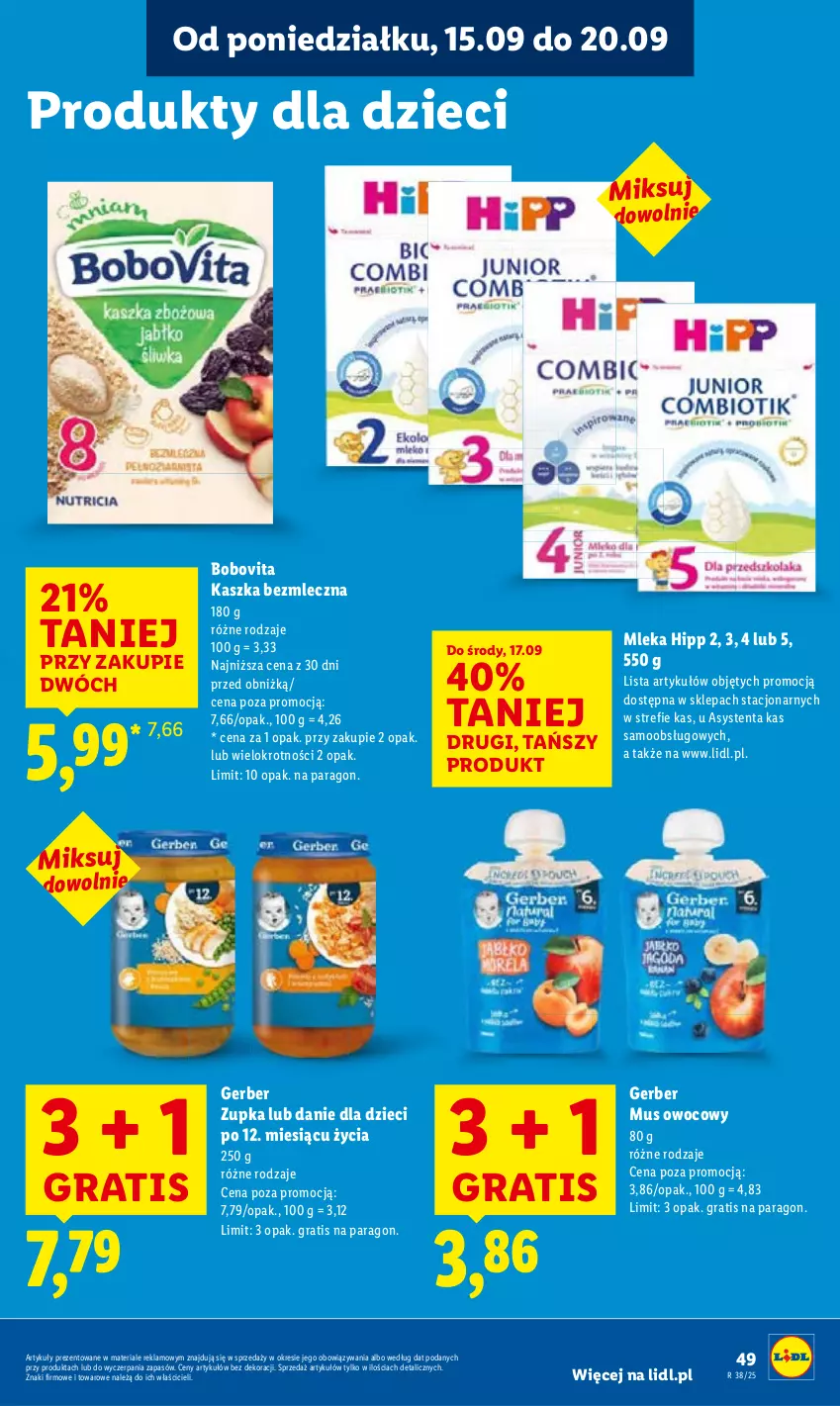 Gazetka promocyjna Lidl - GAZETKA - ważna 15.09 do 17.09.2025 - strona 55 - produkty: BoboVita, Danie dla dzieci, Dzieci, Gerber, Gra, HiPP, Mus