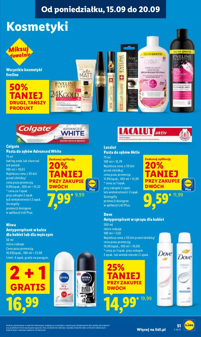 Gazetka promocyjna Lidl - GAZETKA - ważna 15.09 do 17.09.2025 - strona 57 - produkty: Antyperspirant, Colgate, Dove, Eveline, Gra, Lacalut, LG, Nivea, Pasta do zębów, Pur