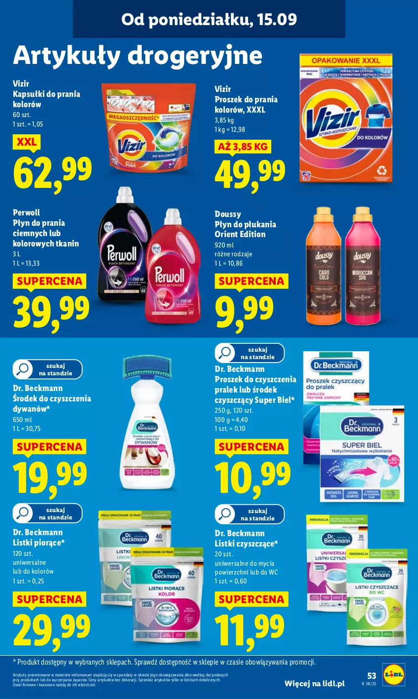 Gazetka promocyjna Lidl - GAZETKA - ważna 15.09 do 17.09.2025 - strona 59 - produkty: Dywan, Kapsułki do prania, Perwoll, Płyn do płukania, Płyn do prania, Proszek do prania, Vizir