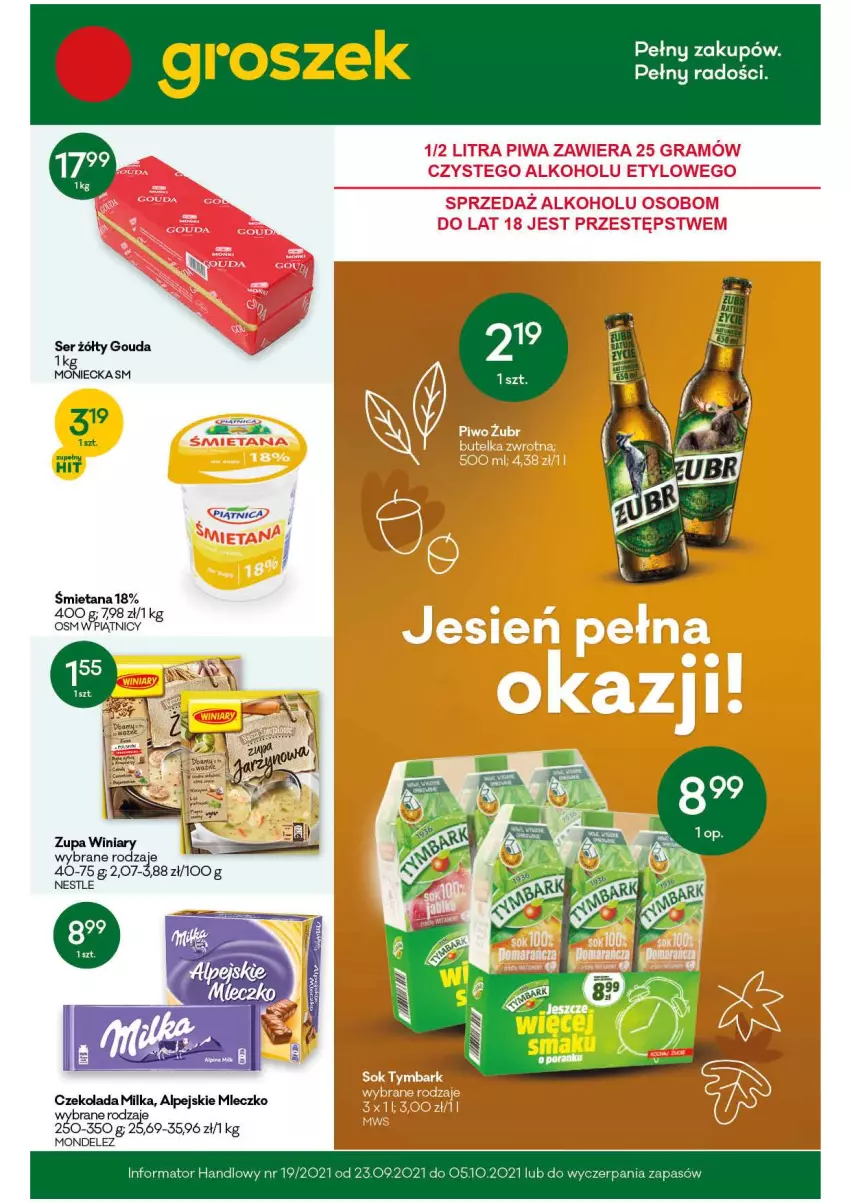 Gazetka promocyjna Groszek - Gazetka - ważna 23.09 do 06.10.2021 - strona 1 - produkty: Czekolada, Gouda, Milka, Mleczko, Piątnica, Ser