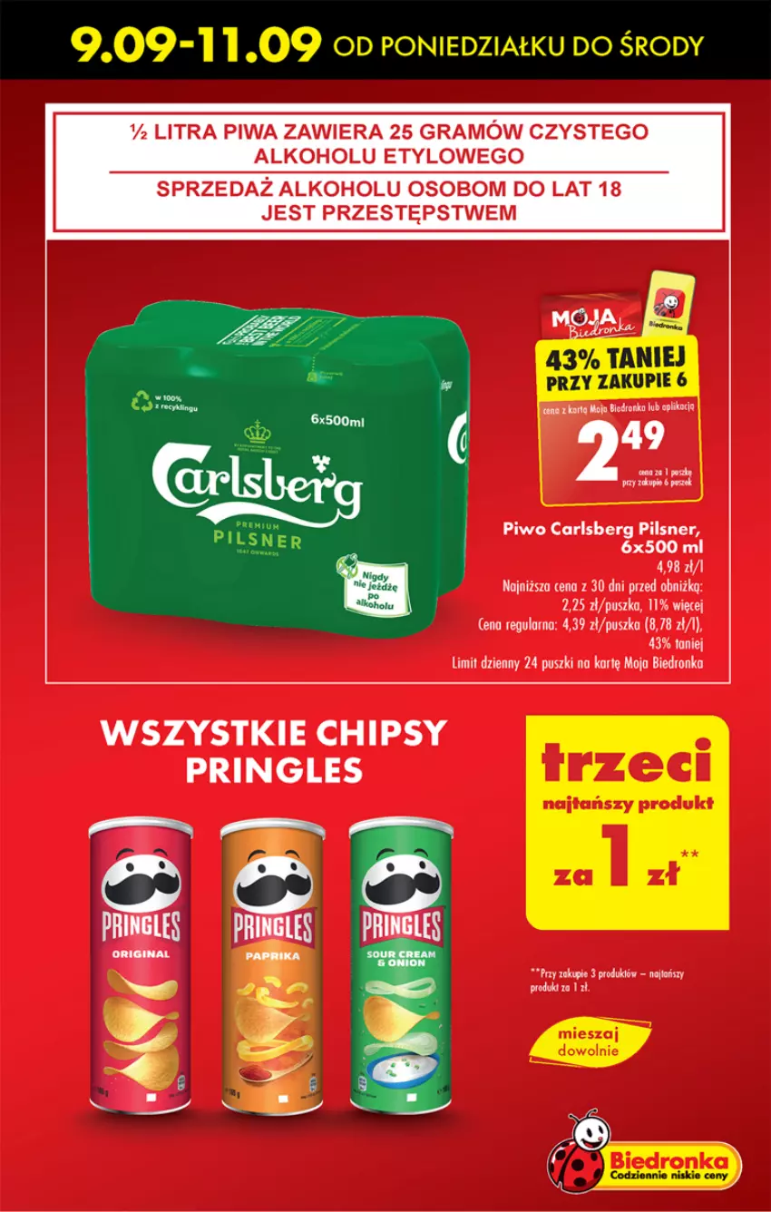 Gazetka promocyjna Biedronka - Od Poniedziałku - ważna 09.09 do 14.09.2024 - strona 13 - produkty: Carlsberg, Chipsy, Gra, Piwa, Piwo, Pringles