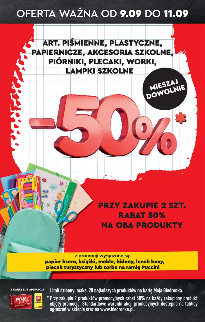 Gazetka promocyjna Biedronka - Od Poniedziałku - ważna 09.09 do 14.09.2024 - strona 2 - produkty: Lunch box, Meble, Papier, Piórnik, Plecak, Ser, Torba