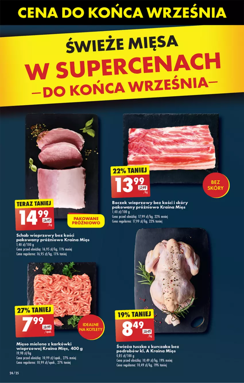 Gazetka promocyjna Biedronka - Od Poniedziałku - ważna 09.09 do 14.09.2024 - strona 30 - produkty: Boczek, Boczek wieprzowy, Kurczak, Mięso, Mięso mielone, Schab wieprzowy, Tusz