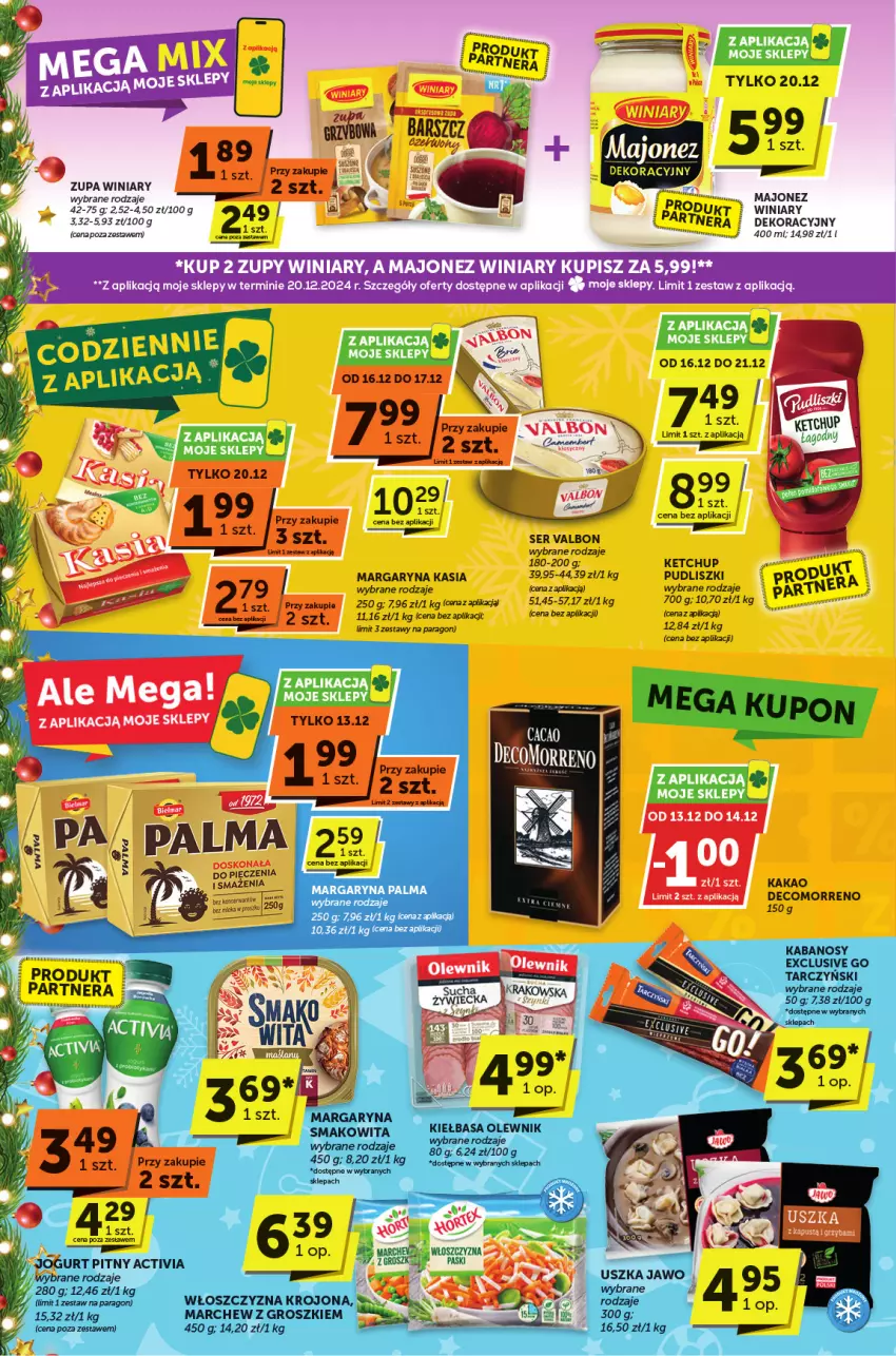 Gazetka promocyjna ABC - ważna 12.12 do 24.12.2024 - strona 6 - produkty: Activia, Kabanos, Kakao, Kapustą, Kasia, Ketchup, LG, Majonez, Margaryna, Piec, Pudliszki, Ser, Smakowita, Tarczyński, Winiary, Zupa