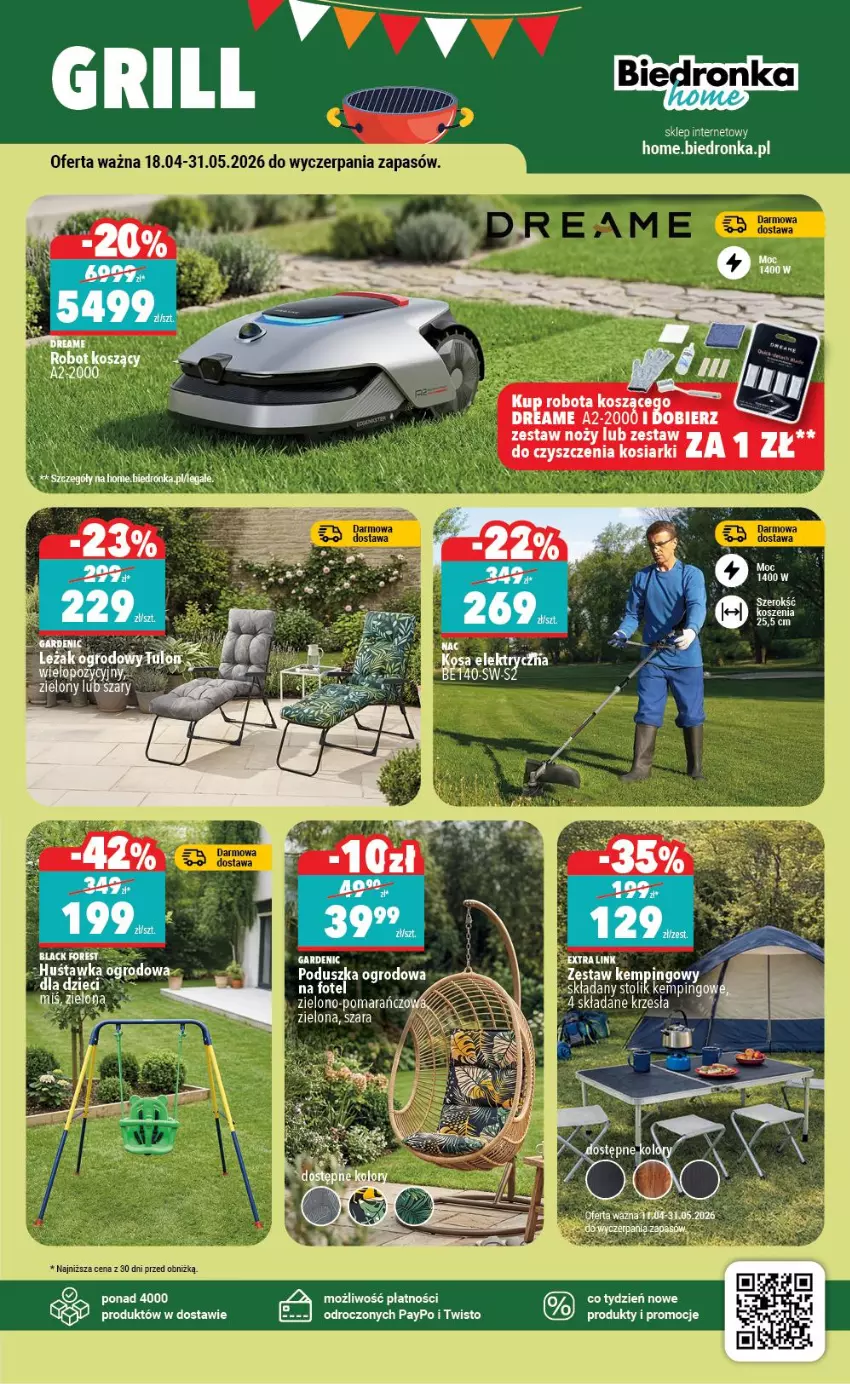 Gazetka promocyjna Biedronka - Home - ważna 18.04 do 25.04.2026 - strona 4 - produkty: Fotel, Huśtawka, Poduszka, Stolik